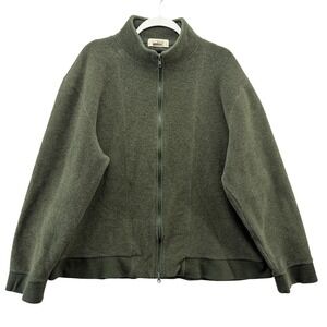 J Crew Jacket Mens 2XL Green Wool Blend Full Zip Mock Neck Fleece Sweater Xmas